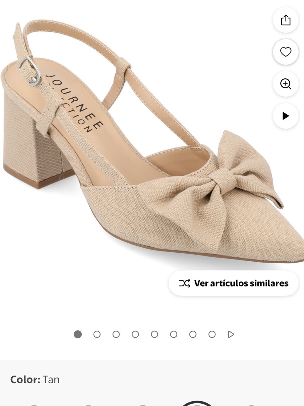 Journee Collection Bow-Front Slingback Pump in Tan - Picture 3 of 12